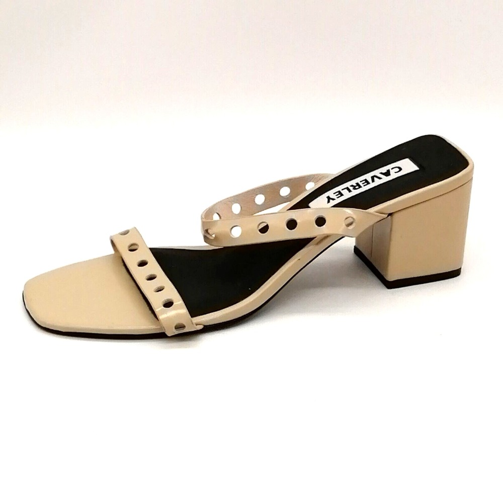 Caverley Shoes Womens Beige EUR 40 Leather Slide Sandal Double Straps Dressy